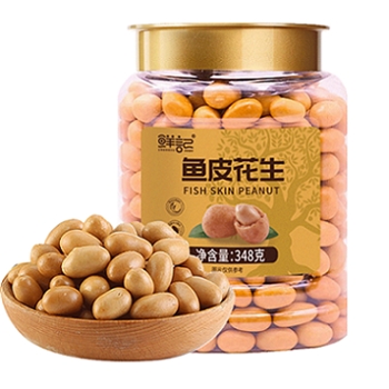 鲜记鱼皮花生348g